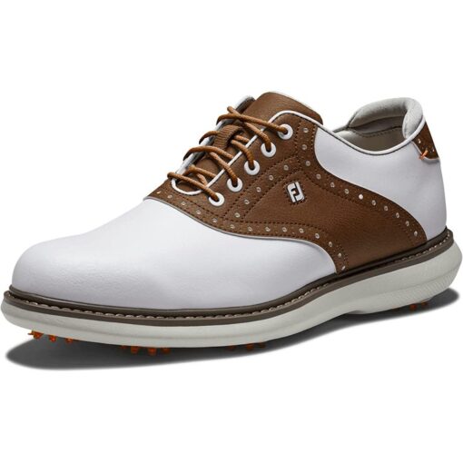 FootJoy Traditions Men's Golf Shoes - White / Brown (Medium)