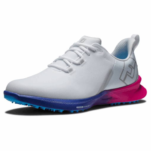 FootJoy Fuel Sport Golf Shoe - White / Pink / Blue (Medium)