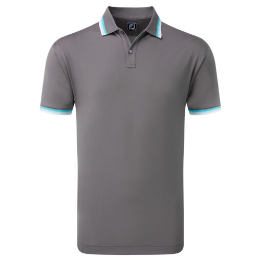 FootJoy Solid with Trim Pique Golf Polo Shirt - Lava