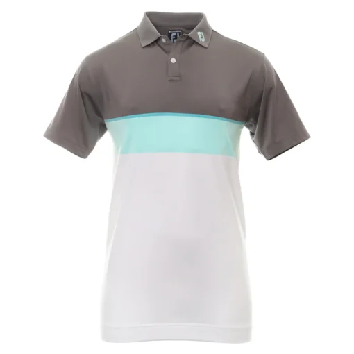 FootJoy Colour Theory Golf Polo Shirt - Lava/Maui Blue/Aqua Surf/White