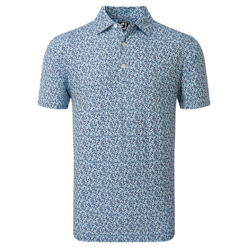 FootJoy Confetti Print Pique Golf Polo Shirt - True Blue