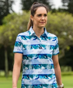 Custom Apparel Ladies Funky Golf Shirt - Striped Floral