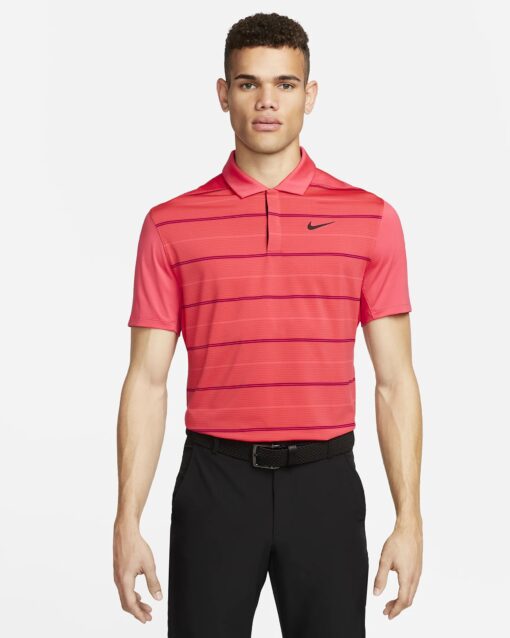 Nike Dri-Fit Tiger Woods Striped Golf Polo - Ember Glow
