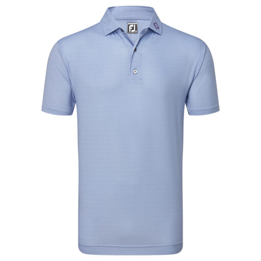 FootJoy Octagon Print Lisle Golf Polo Shirt - Mist