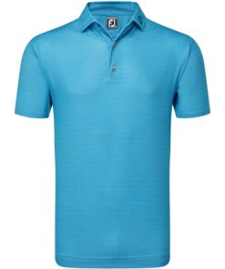 FootJoy Octagon Print Lisle Golf Polo Shirt - Blue Sky