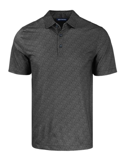Cutter & Buck Pike Eco Pebble Print Stretch Men's Polo Shirt - Black