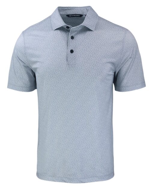 Cutter & Buck Pike Eco Pebble Print Stretch Men's Polo Shirt - Polished White
