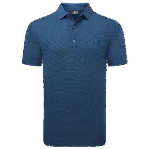 FootJoy Micro Feeder Stripe Lisle Golf Shirt - Navy Tonal