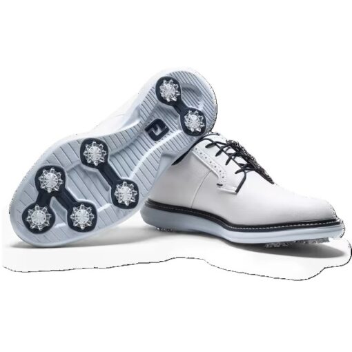 FootJoy Traditions Blucher Golf Shoe - White / Navy / Blue (Wide)