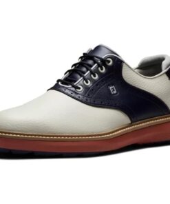 FootJoy Men’s Traditions Spikeless Golf Shoe - White/Navy/Brick (Medium)